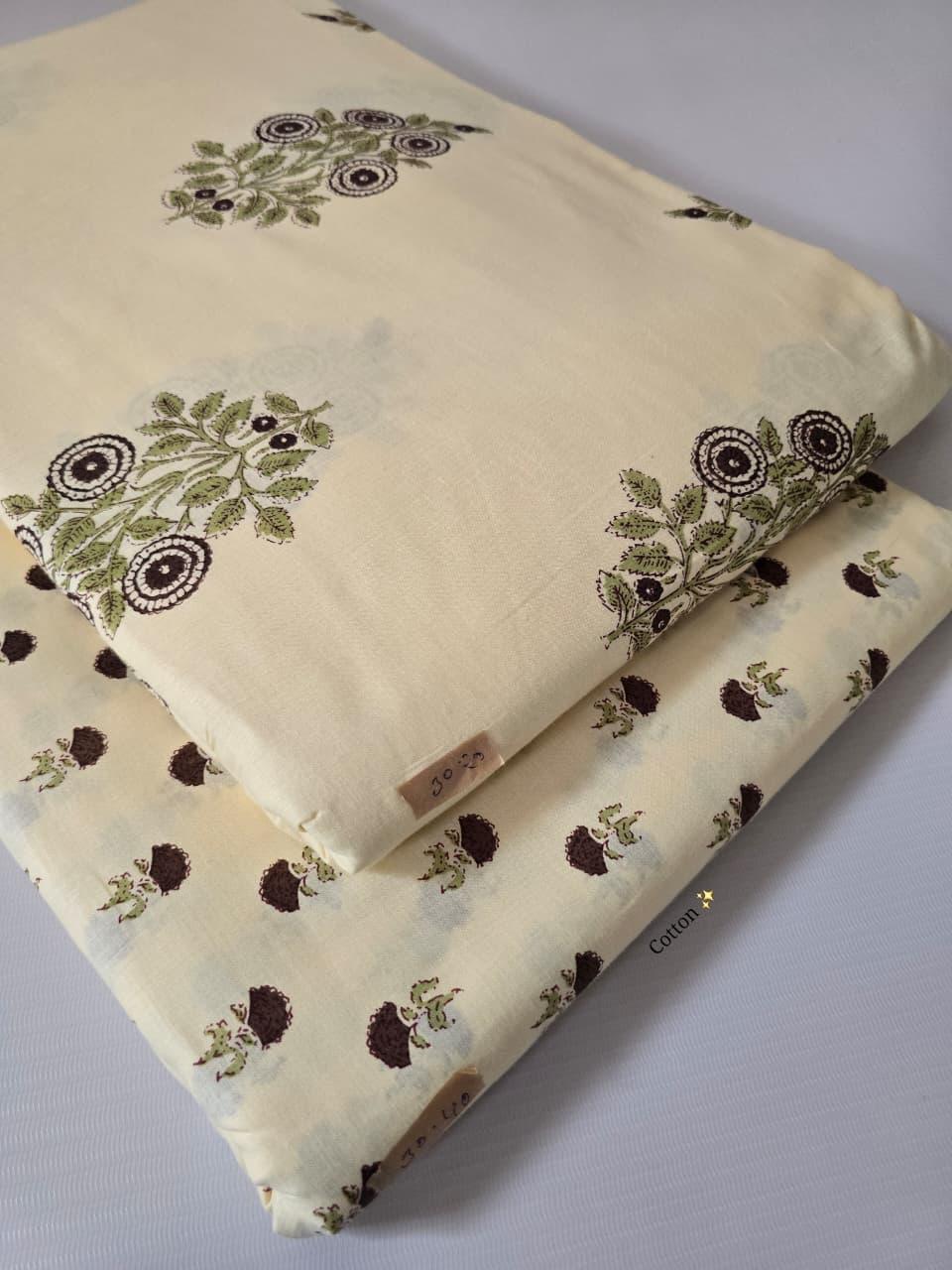 Premium Pure Cotton 60x60 Jaipuri Printed Fabric Set â 5 Meter Top & 5 Meter Bottom | 44 Inch Width][ MIN ORDER QUANTITY 10 METER}