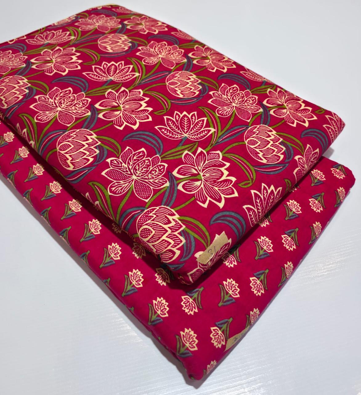 Premium Pure Cotton 60x60 Jaipuri Printed Fabric Set â 5 Meter Top & 5 Meter Bottom | 44 Inch Width][ MIN ORDER QUANTITY 10 METER}