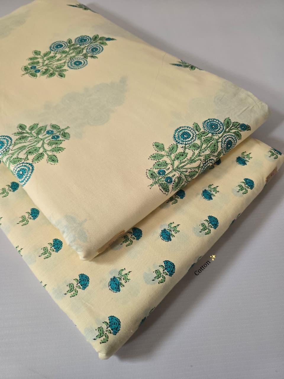 Premium Pure Cotton 60x60 Jaipuri Printed Fabric Set â 5 Meter Top & 5 Meter Bottom | 44 Inch Width][ MIN ORDER QUANTITY 10 METER}