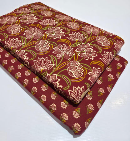 Premium Pure Cotton 60x60 Jaipuri Printed Fabric Set â 5 Meter Top & 5 Meter Bottom | 44 Inch Width][ MIN ORDER QUANTITY 10 METER}