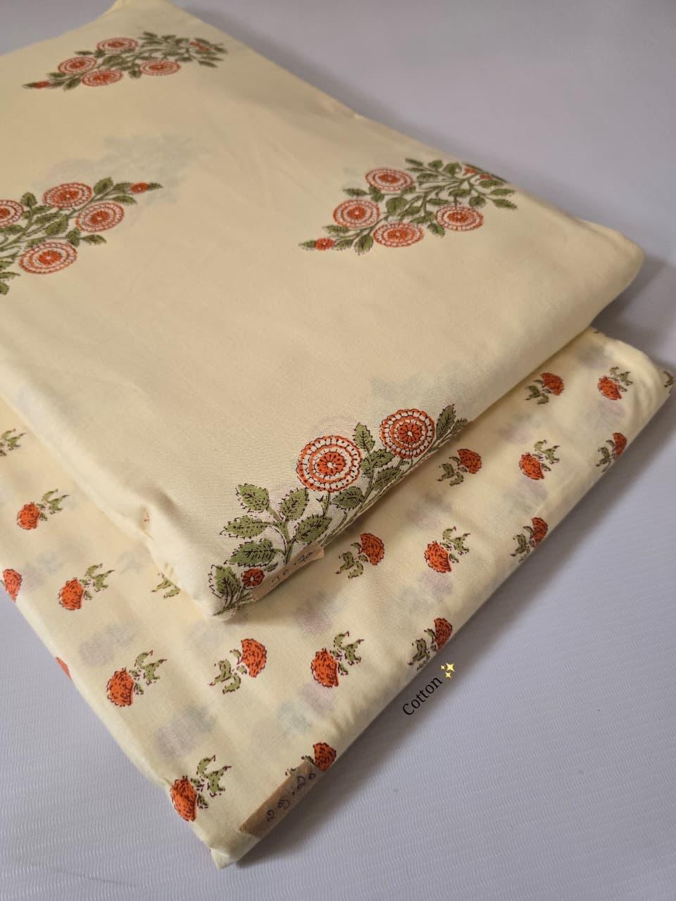 Premium Pure Cotton 60x60 Jaipuri Printed Fabric Set â 5 Meter Top & 5 Meter Bottom | 44 Inch Width][ MIN ORDER QUANTITY 10 METER}