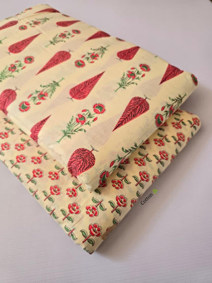 Premium Pure Cotton 60x60 Jaipuri Printed Fabric Set â 5 Meter Top & 5 Meter Bottom | 44 Inch Width][ MIN ORDER QUANTITY 10 METER}