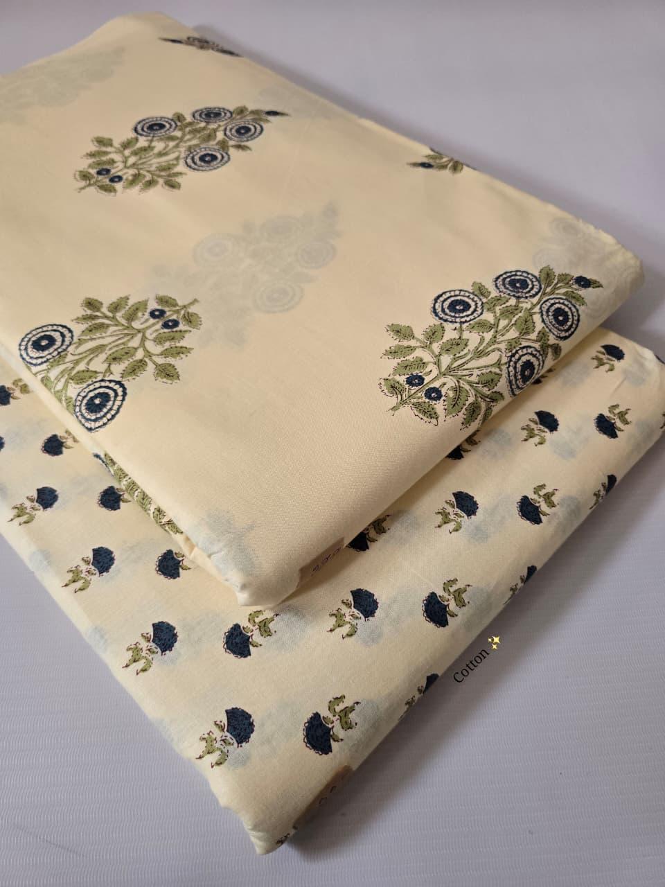 Premium Pure Cotton 60x60 Jaipuri Printed Fabric Set â 5 Meter Top & 5 Meter Bottom | 44 Inch Width][ MIN ORDER QUANTITY 10 METER}