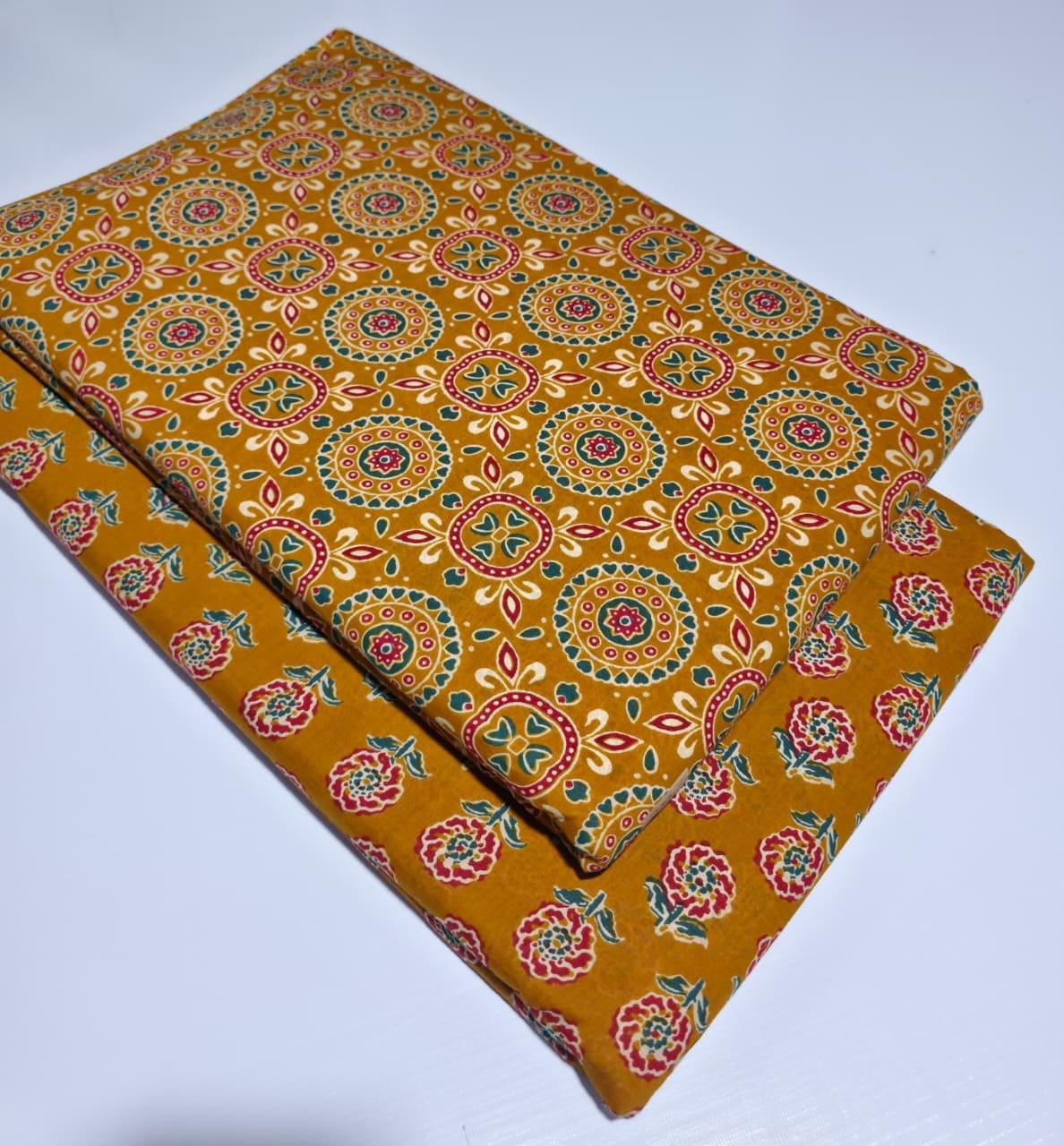 Premium Pure Cotton 60x60 Jaipuri Printed Fabric Set â 5 Meter Top & 5 Meter Bottom | 44 Inch Width][ MIN ORDER QUANTITY 10 METER}